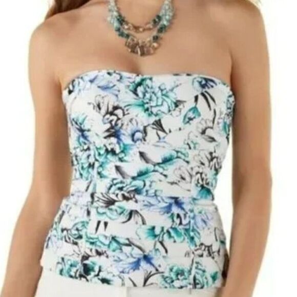 WHITE HOUSE BLACK MARKET Blooming‎ Seaside Motif Bustier Top NWOT Size 2 - Picture 1 of 7